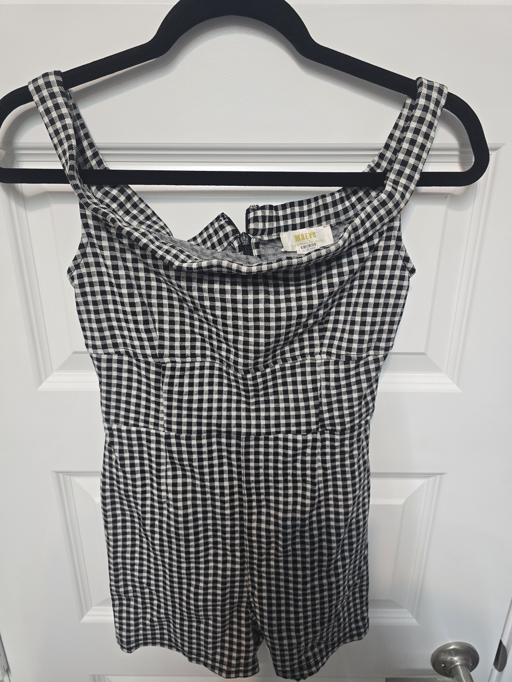 Mauve Black and White Gingham Romper